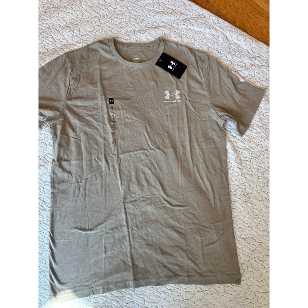 Under Armour Mens Sportstyle Logo T-Shirt Khaki Tan Loose Fit Medium